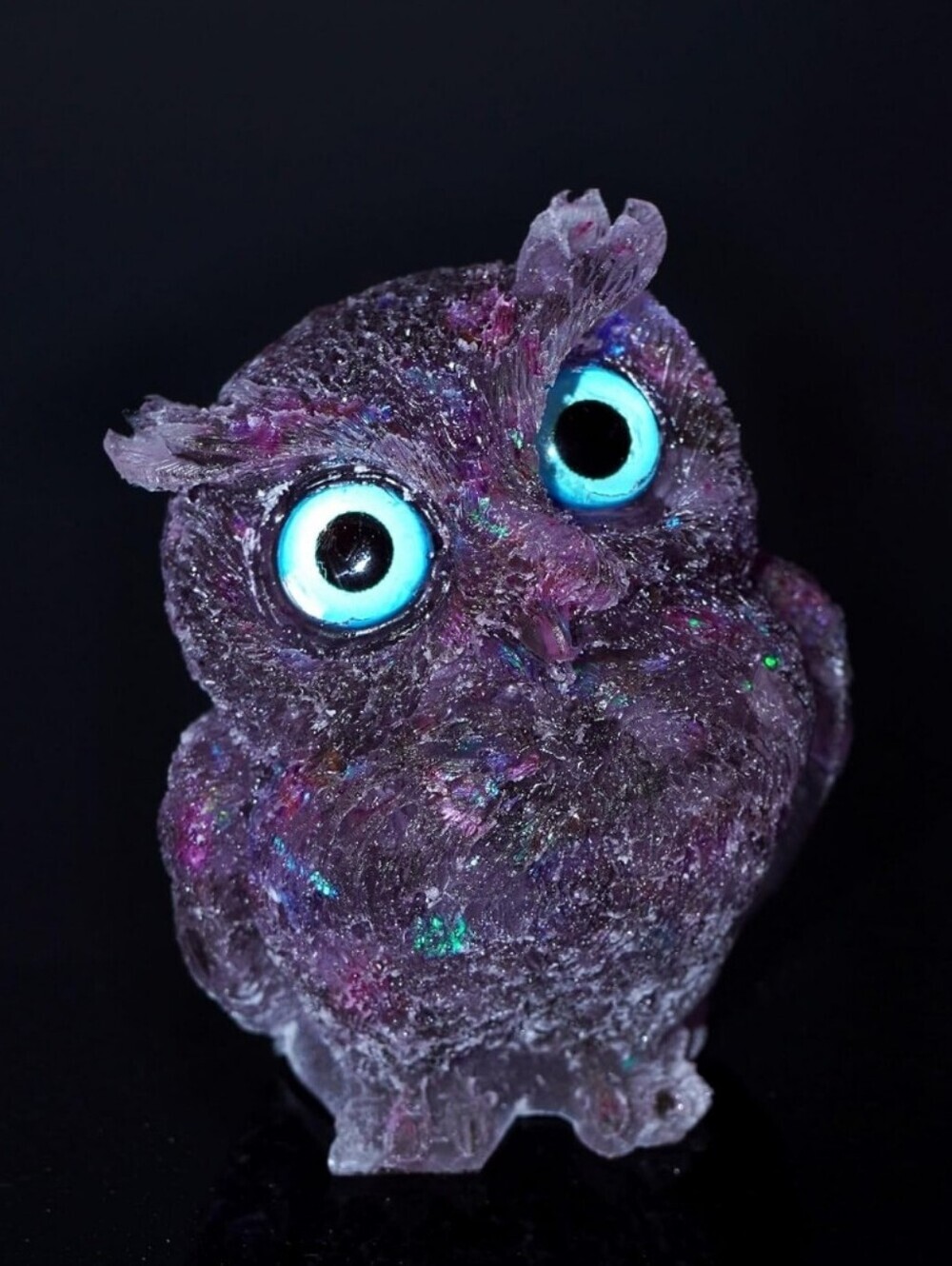 Purple Small Pet Owl Figurine - Decorative Small Pets Accessory